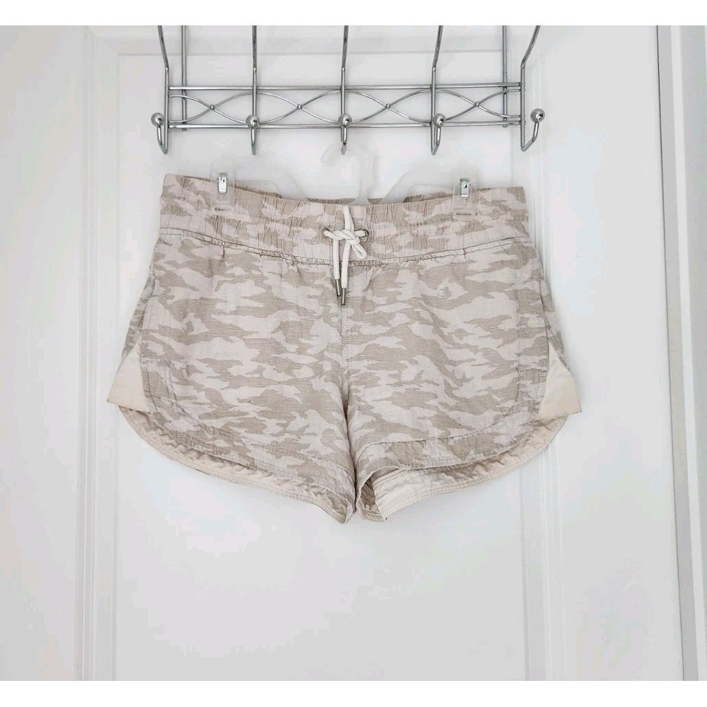 Athleta Women's Beige Camouflage Cabo Tide Linen Shorts Size 12